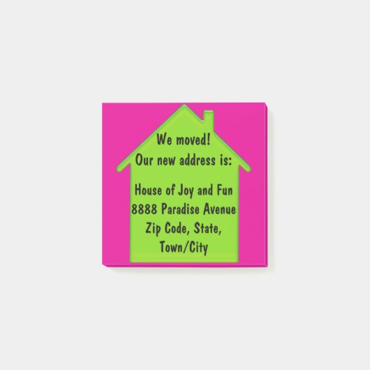 neue Heimatadresse Post-it Klebezettel (Vorderseite)