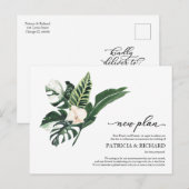Neue Hochzeitspläne für tropische Flora Postkarte (Vorne/Hinten)