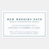 Neue Hochzeitstermin-Änderung Verschiebung blau Rechteckiger Aufkleber (Vorderseite)