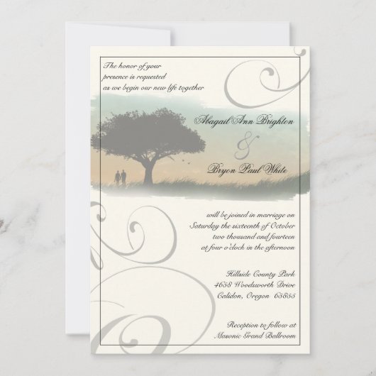 Neue Horizont-Hochzeits-Einladung Einladung (Vorderseite)