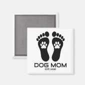 Neue Hundemutter Pfotenabdrücke Fettes Datum Magnet (Vorderseite/Rückseite)