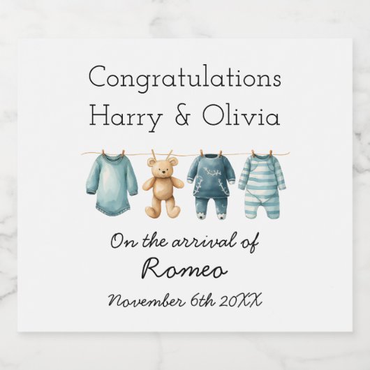 Neue, individuell anpassbare Babys Glückwünsche Schaumweinetikett (Einzelnes Label)