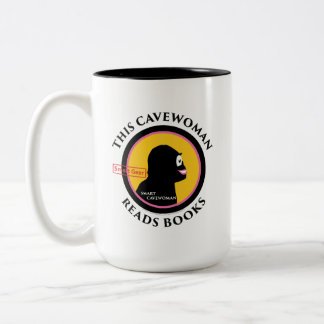 Neue intelligente GangCavewoman liest Buch-Tasse Zweifarbige Tasse