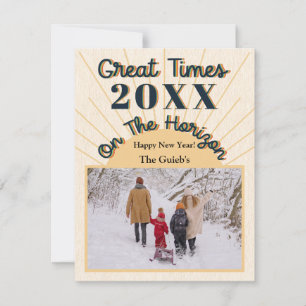 Neue Jahr Horizont Celebration Design Creme Feiertagskarte