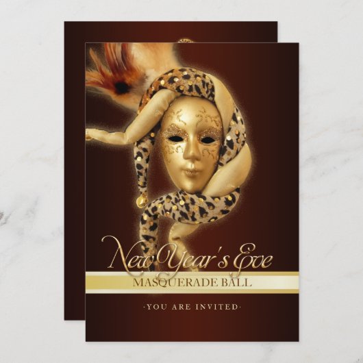 Neue Jahr-Masquerade-Party Einladung (Vorne/Hinten)