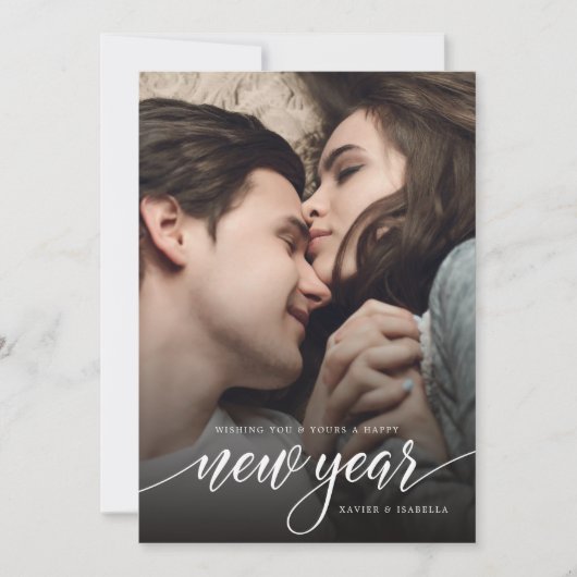 Neue Jahr-Script-Foto-Weihnachtskarte Feiertagskarte (Vorderseite)