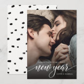 Neue Jahr-Script-Foto-Weihnachtskarte Feiertagskarte (Vorne/Hinten)