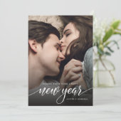 Neue Jahr-Script-Foto-Weihnachtskarte Feiertagskarte (Stehend Vorderseite)