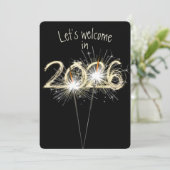 Neue Jahre 2026 Party-Sparkler Einladung (Stehend Vorderseite)