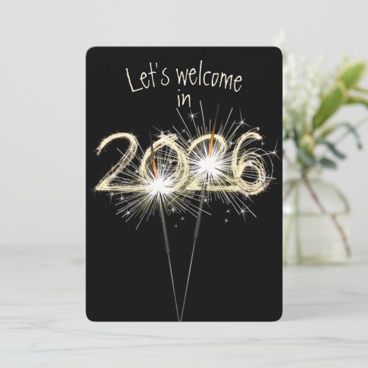 Neue Jahre 2026 Party-Sparkler Einladung (Stehend Vorderseite)