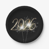 Neue Jahre 2026 Party-Sparkler Pappteller (Vorderseite)