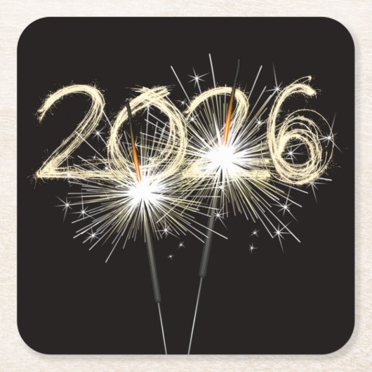 Neue Jahre 2026 Party-Sparkler Rechteckiger Pappuntersetzer (Vorderseite)