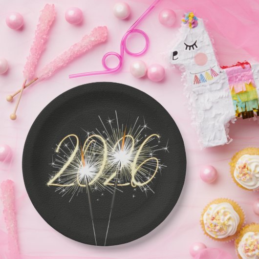Neue Jahre 2026 Party Sparklers Paper Plate Pappteller (Party)