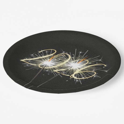 Neue Jahre 2026 Party Sparklers Paper Plate Pappteller (Schrägansicht)