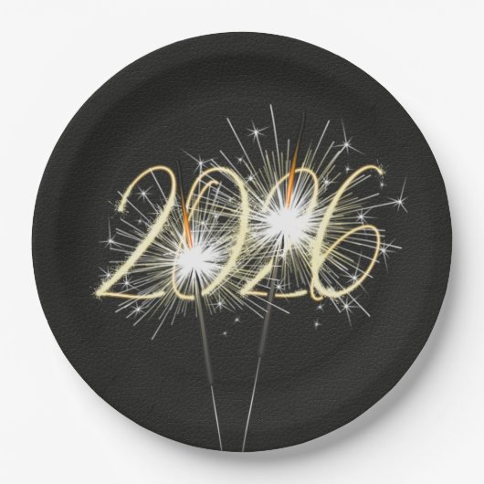 Neue Jahre 2026 Party Sparklers Paper Plate Pappteller (Vorderseite)