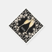 Neue Jahre Champagner Brille glänzen String Lights Serviette (Ecke)