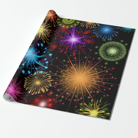 Neue Jahre Feuerwerk-Partymusterverpackung Geschenkpapier (Ungerollt)