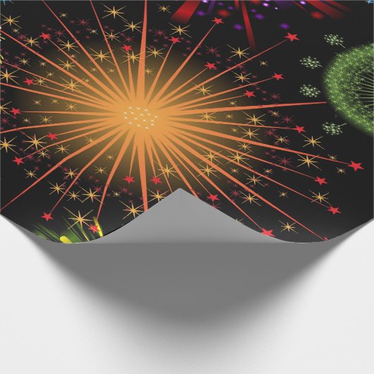 Neue Jahre Feuerwerk-Partymusterverpackung Geschenkpapier (Ecke)