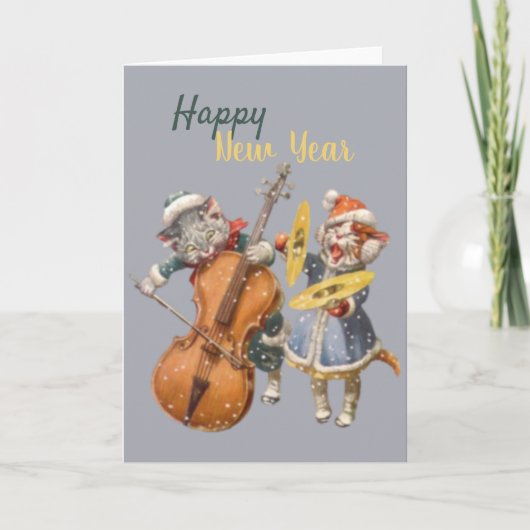 Neue Jahre Katzenkarten geklappte Grußkarte Karte (Vorderseite)