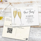 Neue Jahre Party Champagne QR Code Social Media Postkarte