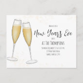 Neue Jahre Party Champagner Wasserfarbe Voradressi Postkarte (Vorderseite)