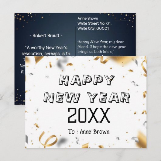 Neue Jahre Postkarte (Vorne/Hinten)