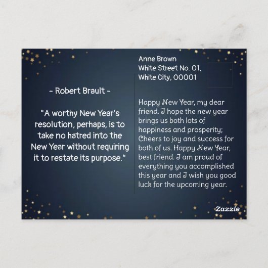 Neue Jahre Postkarte (Rückseite)