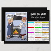 Neue Jahre - Schwarze Kalenderkarte Feiertagskarte (Vorne/Hinten)