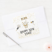 Neue Jahre Uhr, Sterne, Glitzer, Star Wands Quadratischer Aufkleber (Umschlag)