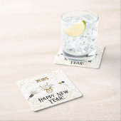 Neue Jahre Uhr, Streamer, Sterne, Ribbons Rechteckiger Pappuntersetzer (Vor Ort)