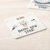 Neue Jahre Uhr, Streamer, Sterne, Ribbons Rechteckiger Pappuntersetzer (angewinkelt)