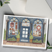 Neue Jahre Vintager Uhrenladen Wasserfarbe