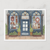 Neue Jahre Vintager Uhrenladen Wasserfarbe Postkarte (Vorderseite)