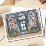 Neue Jahre Vintager Uhrenladen Wasserfarbe Postkarte<br><div class="desc">Schicken Sie jemanden, den Sie vermisst sind, mit dieser Karte, die ein originales Aquarellbild eines uralten Uhrenhändlers enthält. Die Countdown-Uhren, die mit Blick auf neue Jahre erstellt wurden, zeigen verschiedene antike und Vintage Uhren. Eine ruhige Szene, dieses kleine Winterherd ist geschlossen für die Ferien, und nur von Nisttauben bewohnt. Eine...</div>