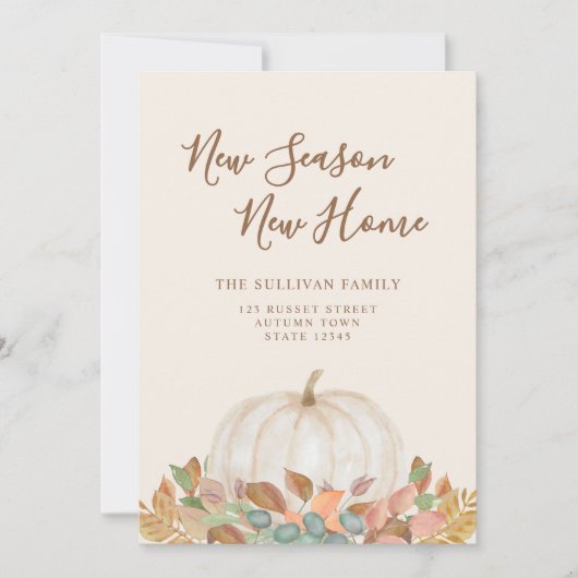 Neue Jahreszeit Neue Zuhause Fall Pumpkin Moving Ankündigung (Vorderseite)
