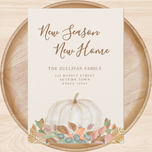 Neue Jahreszeit Neue Zuhause Fall Pumpkin Moving Ankündigung