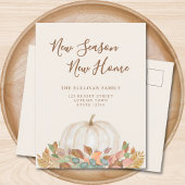Neue Jahreszeit Neue Zuhause Fall Pumpkin Moving Ankündigungspostkarte