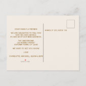 Neue Jahreszeit Neue Zuhause fallen Ankündigungspostkarte (Rückseite)