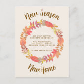 Neue Jahreszeit Neue Zuhause fallen Ankündigungspostkarte (Vorderseite)