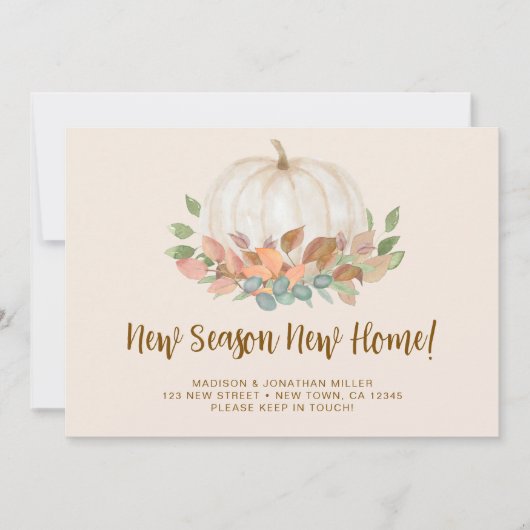 Neue Jahreszeit Neue Zuhause Pumpkin Herbst Herbst Ankündigung (Vorderseite)