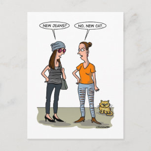 Neue Jeans? Nein, neue Katze. Zusammengelegte Gruß Postkarte