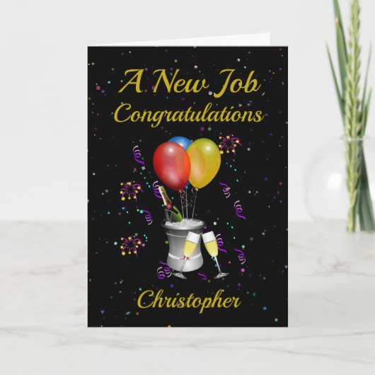 Neue Job Celebration Black Card Karte (Vorderseite)