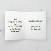 Neue Job-oder Werbeaktion-Glückwünsche - Kühe Karte (Innenseite)