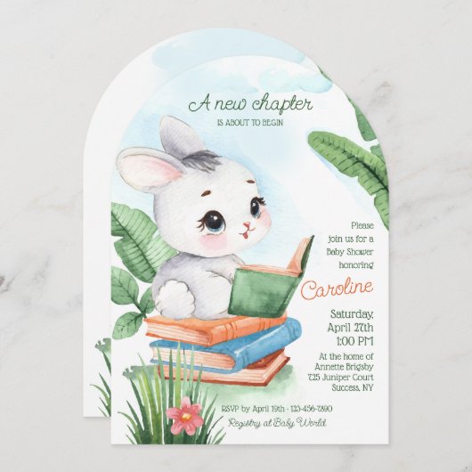 Neue Kapitel Baby-Dusche Einladung (Vorne/Hinten)