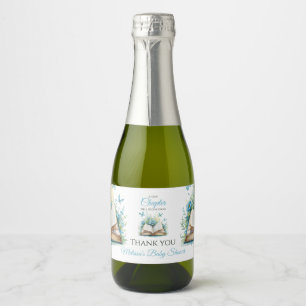 Neue Kapitel Blue Boy Brunch StoryBook Babyparty Schaumweinetikett