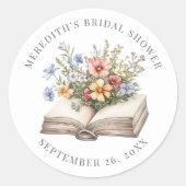 Neue Kapitel Blumenbuch Junggesellinnenabschied Runder Aufkleber (Vorderseite)