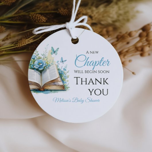 Neue Kapitel Boy Blue Brunch StoryBook Baby Dusche Geschenkanhänger