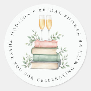 Neue Kapitel Bücher Sprudelnde Dankeschön-Brautpar Runder Aufkleber