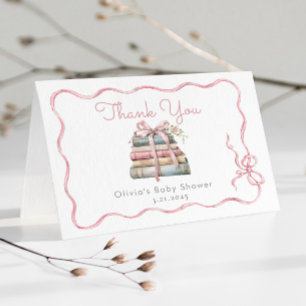 Neue Kapitel Rosa Schleife Baby Shower Dankeskarte