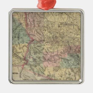 Neue Karte des Gebiets Arizona Silbernes Ornament